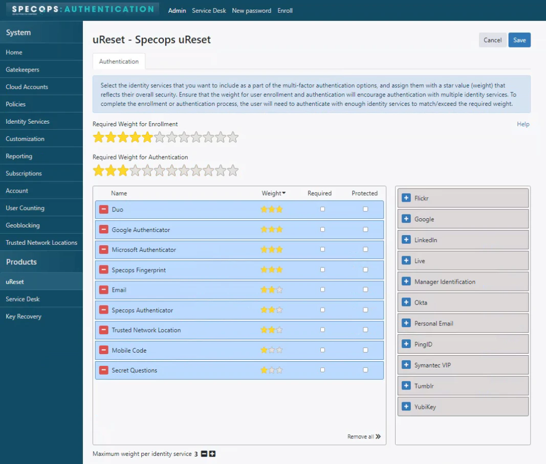 screenshot of Specops uReset